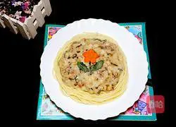 Illustration of how to make mushroom white sauce spaghetti 9