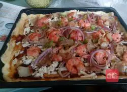 Illustration of how to make shrimp and bacon pizza 2