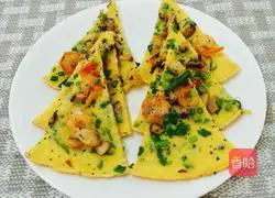 Chinese~Illustration of how to make seaweed, mushroom and shrimp pizza 15