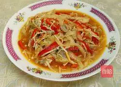 Illustration of how to make satay enoki mushroom and pork slices 9