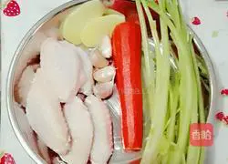 Illustration of braised chicken wings with mushrooms 1