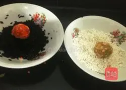 Illustration of how to make two-color pearl meatballs 7