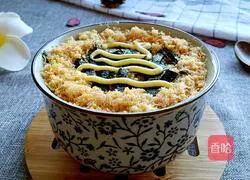 Illustration of how to make pork floss rice 6