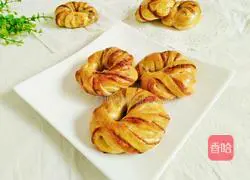 Illustration of how to make bean paste bagels 16