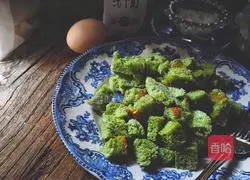 Illustration of how to make beautiful breakfast matcha bread pudding 2