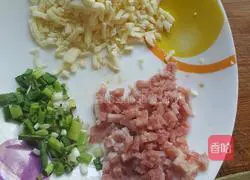 Illustration of how to make chives and meat floss bread 5
