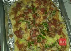 Illustration of how to make bacon pizza 1