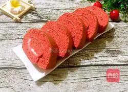 Illustration of how to make red yeast powder cream cake roll 20
