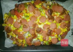 Sausage Vegetables Illustration of how to make pizza 9