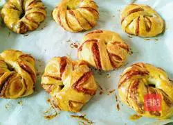 Illustration of how to make bean paste bagels 15