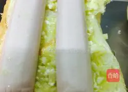 Illustration of how to make garlic cheese, ham and meat floss toasted bread 6