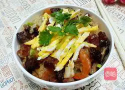 Illustration of how to make fried glutinous rice with preserved meat 9 