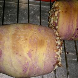 Haakon bread (soft bread stuffed with sweet potato and fish paste)