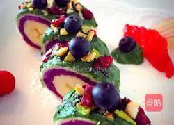 Illustration of how to make banana and purple sweet potato toast matcha rolls 6