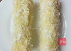 Illustration of how to make toasted meat floss and ham rolls 7