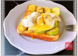 Illustration of how to make poached egg and zucchini toast 16