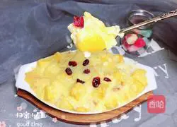 Yellow Peach Cheese Toast Pudding Recipe Illustration 14