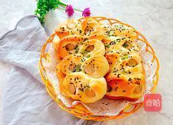 Illustration of how to make scallion sesame ham bread 11