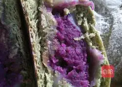 Matcha flavored mochi and purple sweet potato dumplings Illustration of how to make a bag 11