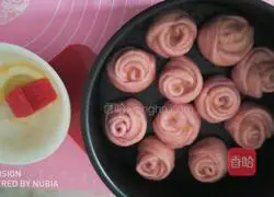 Illustration of how to make dragon fruit rose buns 14