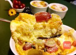 Illustration of how to make raisin bread pudding 11