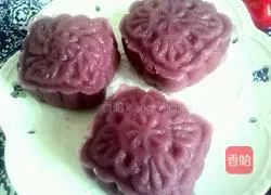 Purple Sweet Potato Pumpkin Snow Skin Mooncake Recipe Illustration 11
