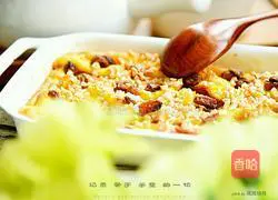 Illustration of how to make egg custard toast pudding 10