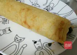 Illustration of making meat floss egg pancake 9