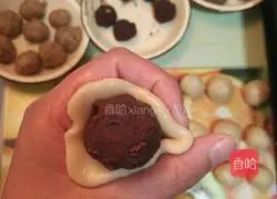 Illustration of homemade moon cake red bean paste filling, mung bean paste filling, pineapple filling and five kernel filling 7