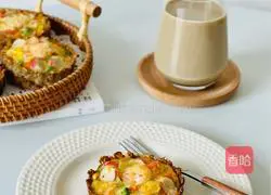 Low-calorie, low-fat and high-fat Illustration of how to make egg white savory shrimp, crab meat and oatmeal tarts 8