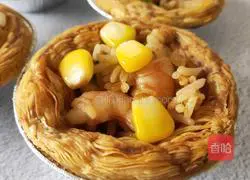 Illustration of how to make egg tart baked rice 9