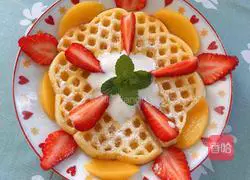 Yellow Peach and Strawberry Waffles Recipe Illustration 9