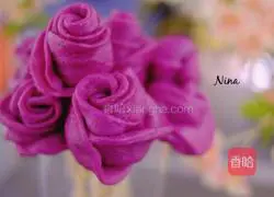 Illustration of how to make steamed buns with purple sweet potato flowers 8