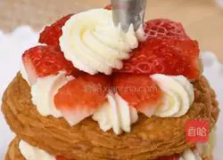 4 steps to make the egg tart Napoleon crispy enough.Illustration of how to make delicious slag 4