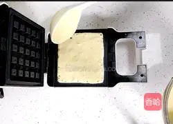 Illustration of how to make waffles for quick breakfast in one step