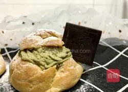 Illustration of how to make matcha cream puffs 27