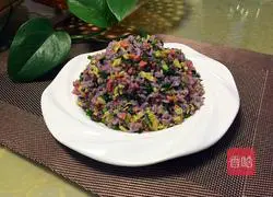 Illustration of how to make fried purple sweet potato rice with eggs 9