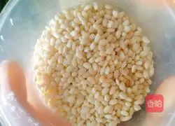 Illustration of how to make rice and pumpkin soup 1