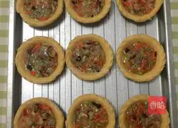 Minced pork with colored peppers Egg tart recipe 4
