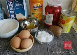 Illustration of how to make orange cream fruit cup cake 1
