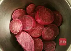 Illustration of how to make purple sweet potato and glutinous rice cake 1