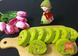 Illustration of how to make spinach juice cake rolls 8