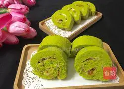 Illustration of how to make spinach juice cake roll 7