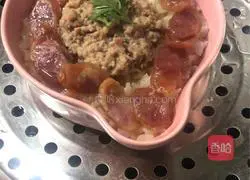 Illustration of how to make steamed rice with sausage and meatloaf 6