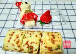 Illustration of how to make chives, meat floss and ham cake rolls 5