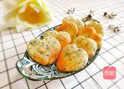 Black sesame heart-shaped Illustration of making pancakes 15