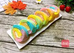 Rainbow Cake Illustration of how to make a roll 24