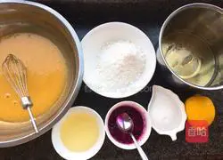 Illustration of how to make dragon fruit chiffon cake 1