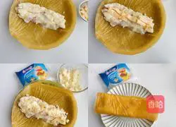 Illustration of how to make potato rolls with vegetable pancakes 4