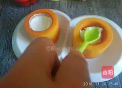 Illustration of how to make orange cream fruit cup cake 17